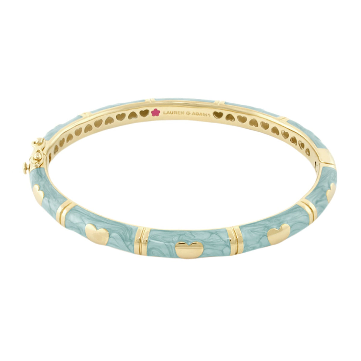 Lots of Love Stackable Bangle turquoise enamel with gold hearts by Lauren G Adams on Tampa Home & Garden Store