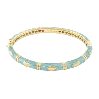 Lots of Love Stackable Bangle turquoise enamel with gold hearts by Lauren G Adams on Tampa Home & Garden Store