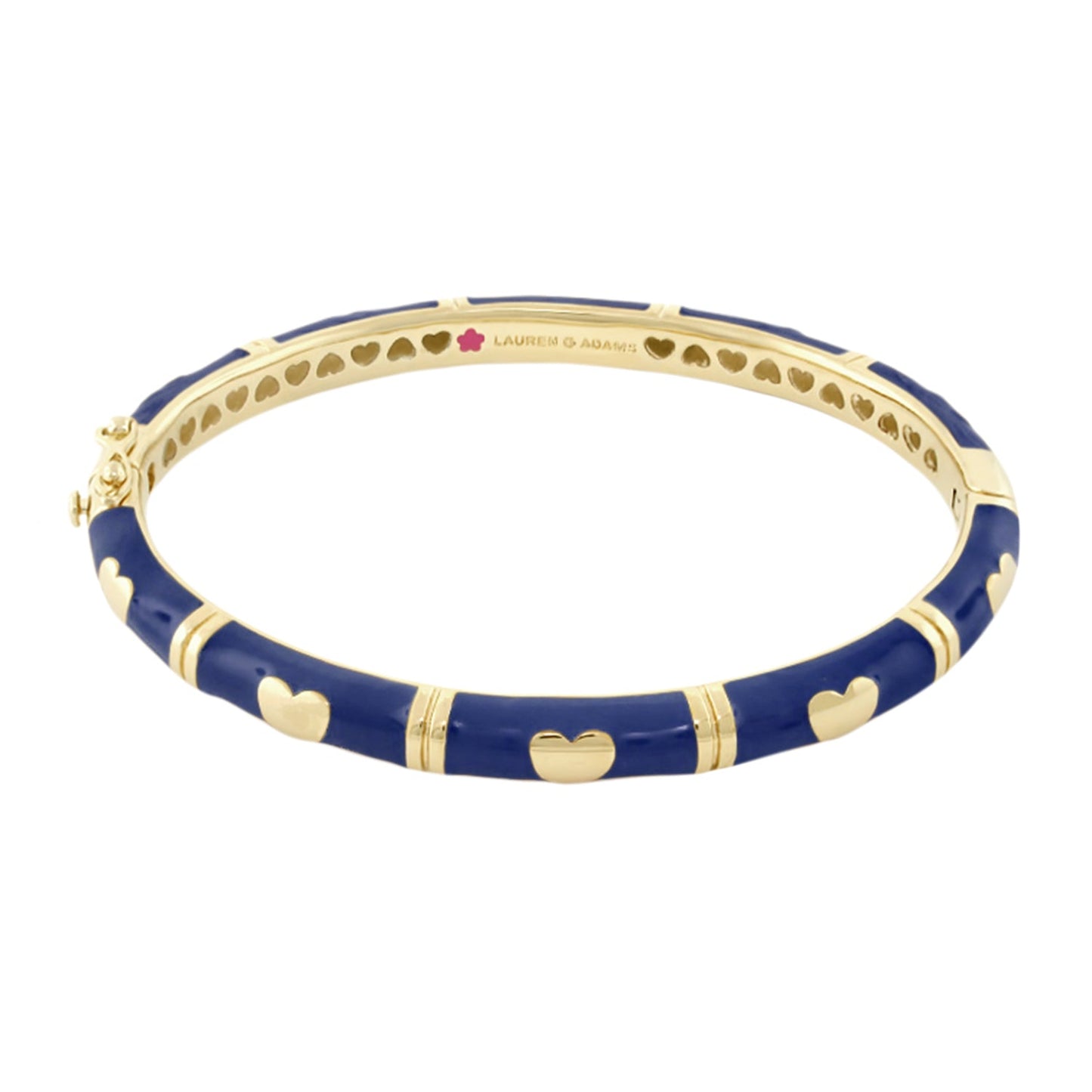 Lots of Love Stackable Bangle blue enamel with gold-tone hearts by Lauren G Adams on Tampa Home & Garden Store