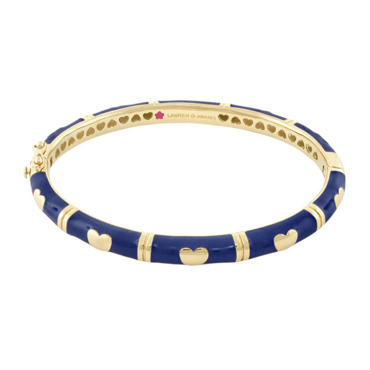 Lots of Love Stackable Bangle blue enamel with gold-tone hearts by Lauren G Adams on Tampa Home & Garden Store