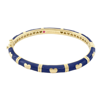 Lots of Love Stackable Bangle blue enamel with gold-tone hearts by Lauren G Adams on Tampa Home & Garden Store