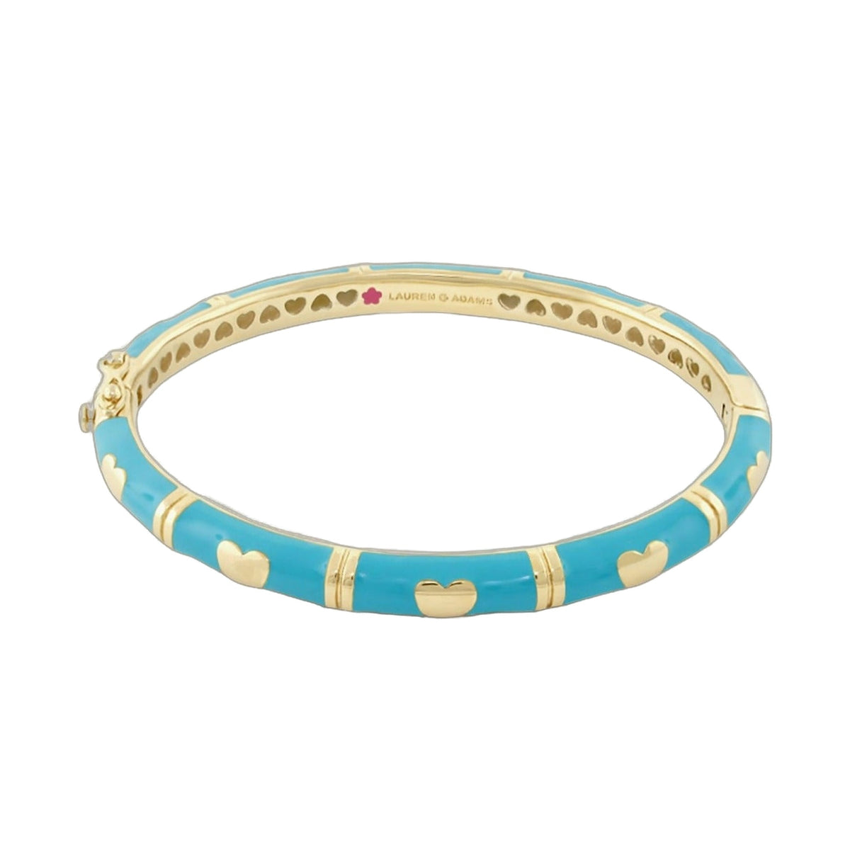 Lots of Love Stackable Bangle Lauren G Adams turquoise enamel with gold hearts bracelet on Tampa Home & Garden Store