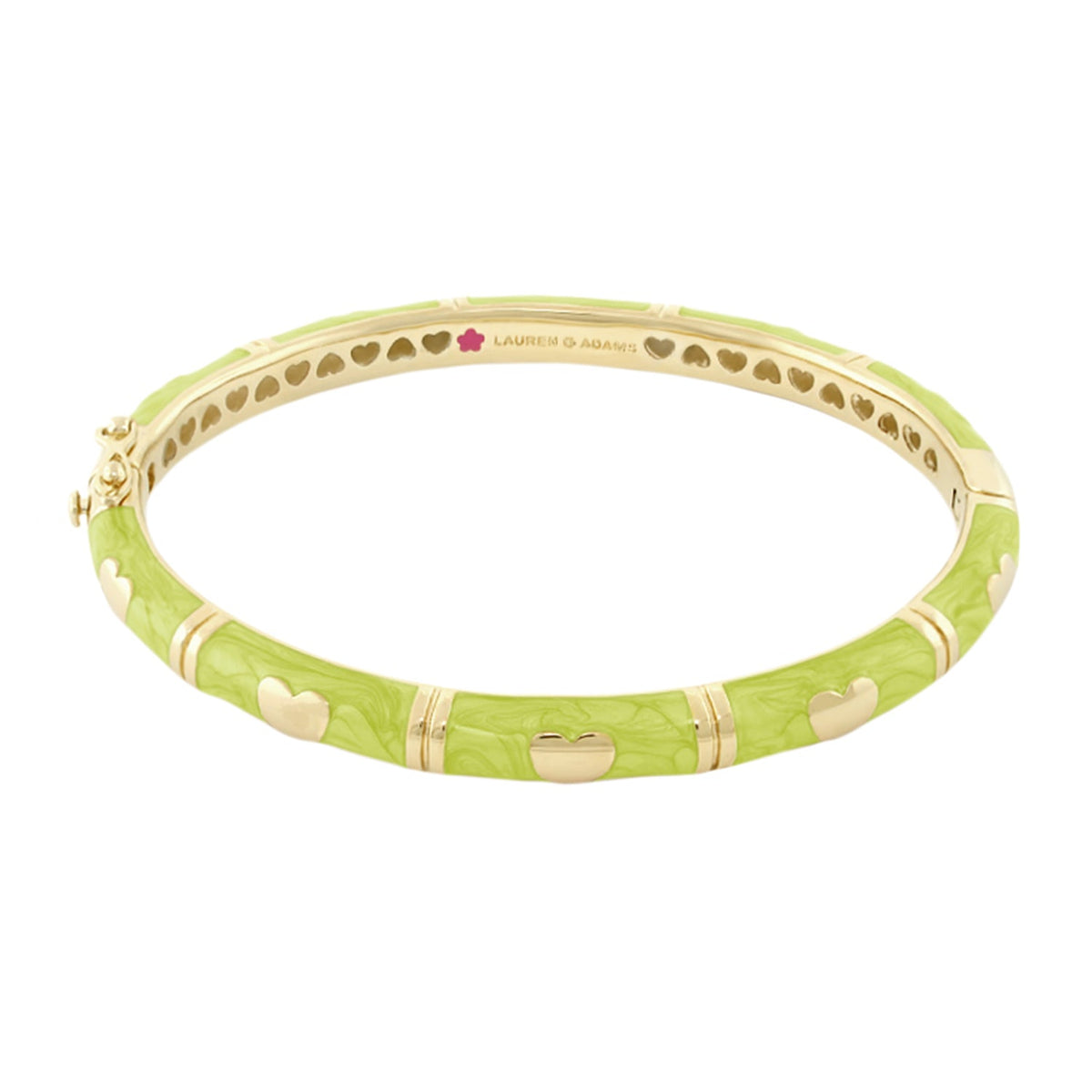 Lots of Love Stackable Bangle in lime green enamel with gold hearts by Lauren G Adams on Tampa Home & Garden Store