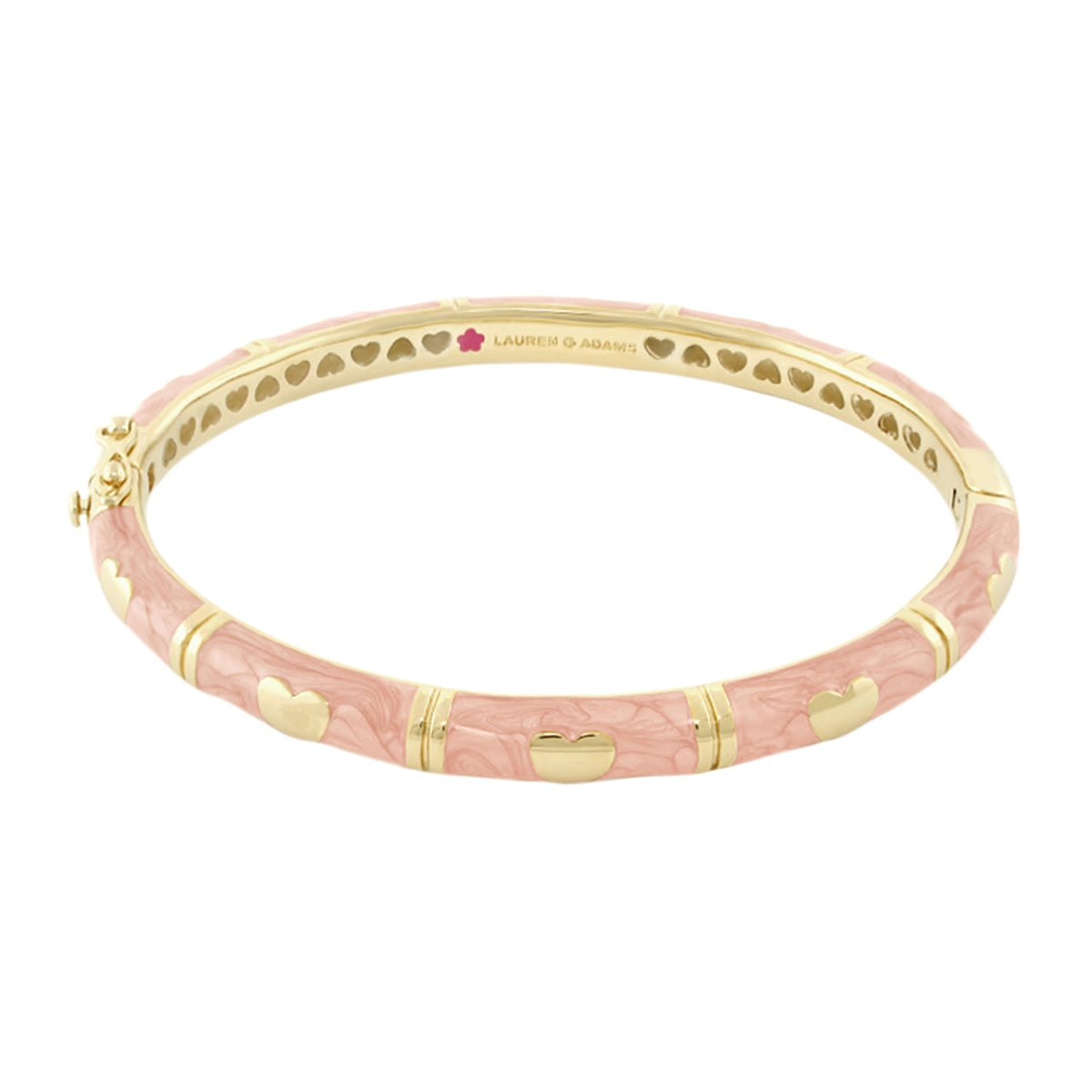 Lots of Love Stackable Bangle pink enamel with gold-tone heart accents by Lauren G Adams on Tampa Home & Garden Store