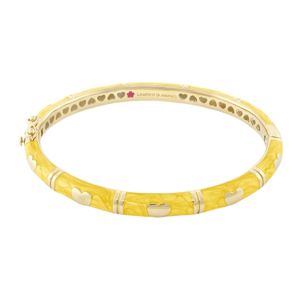 Lots of Love Stackable Bangle by Lauren G Adams, yellow enamel with heart motifs on Tampa Home & Garden Store
