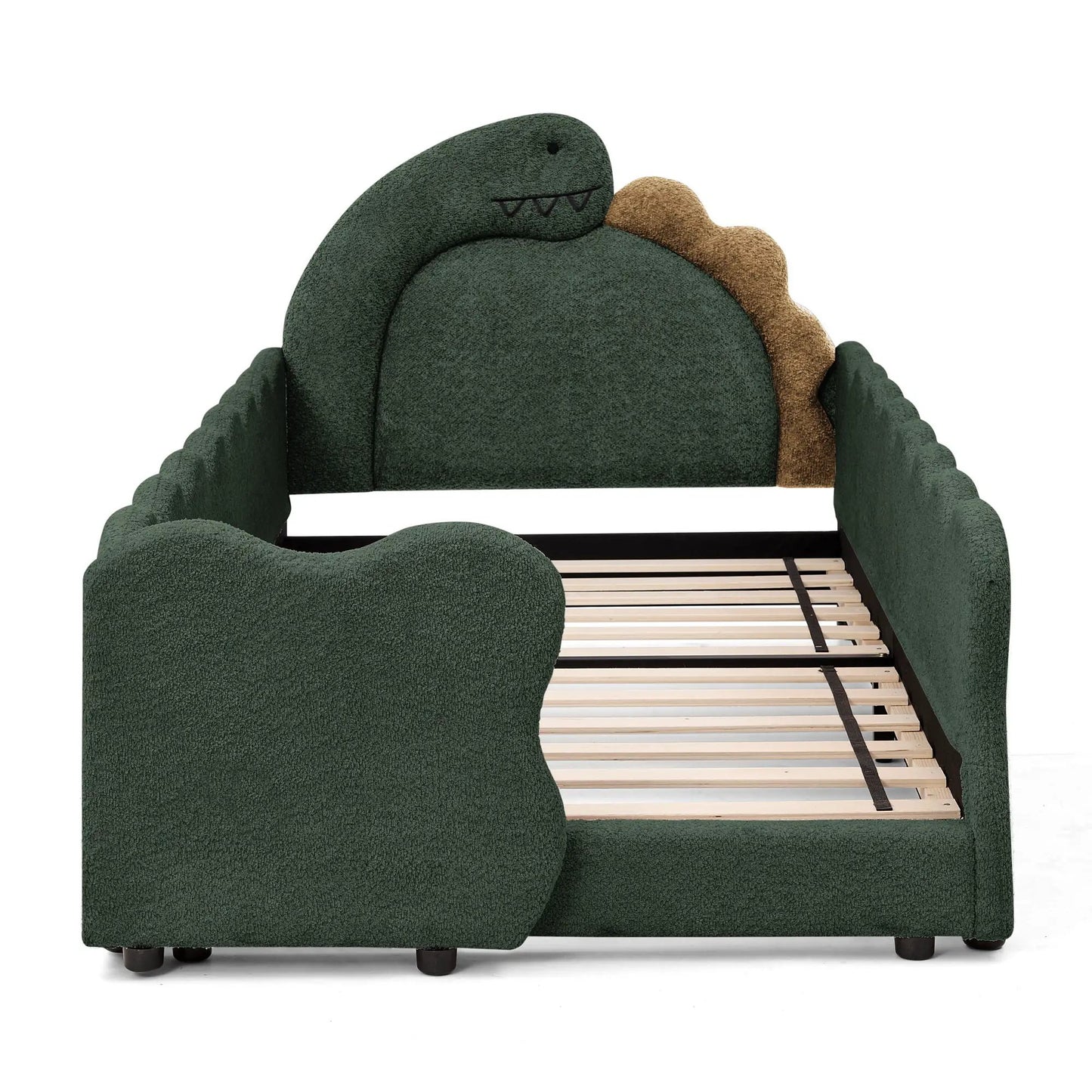 Cute Dinosaur Bed with Guardrail Toddler Frame