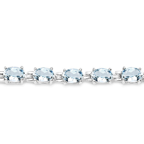 8.80 Carat Genuine Aquamarine .925 Sterling Silver Bracelet with six oval stones on Tampa Home & Garden Store