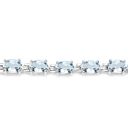 8.80 Carat Genuine Aquamarine .925 Sterling Silver Bracelet with six oval stones on Tampa Home & Garden Store