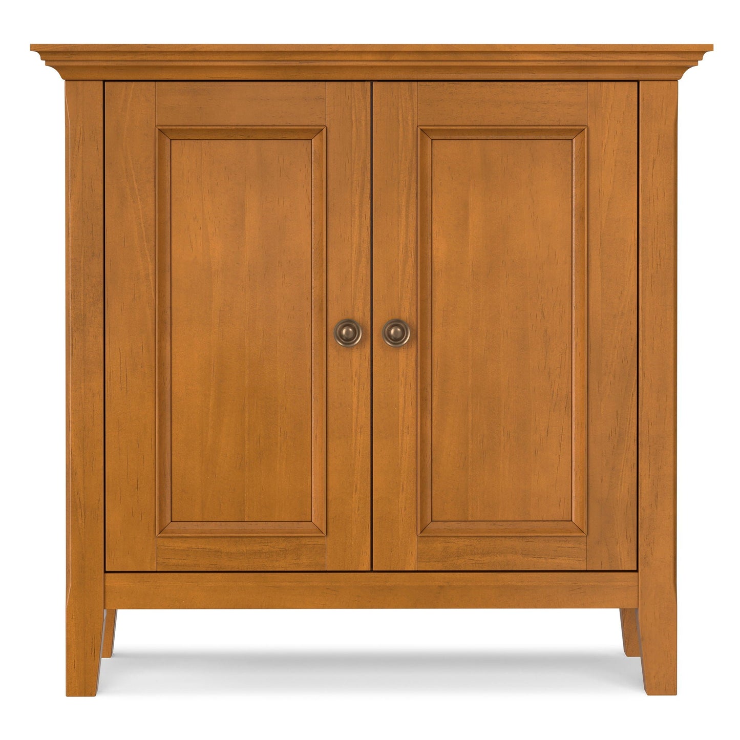 Amherst Handcrafted Low Storage Cabinet warm wood finish with panel doors by HouseOfZazla on Tampa Home & Garden Store