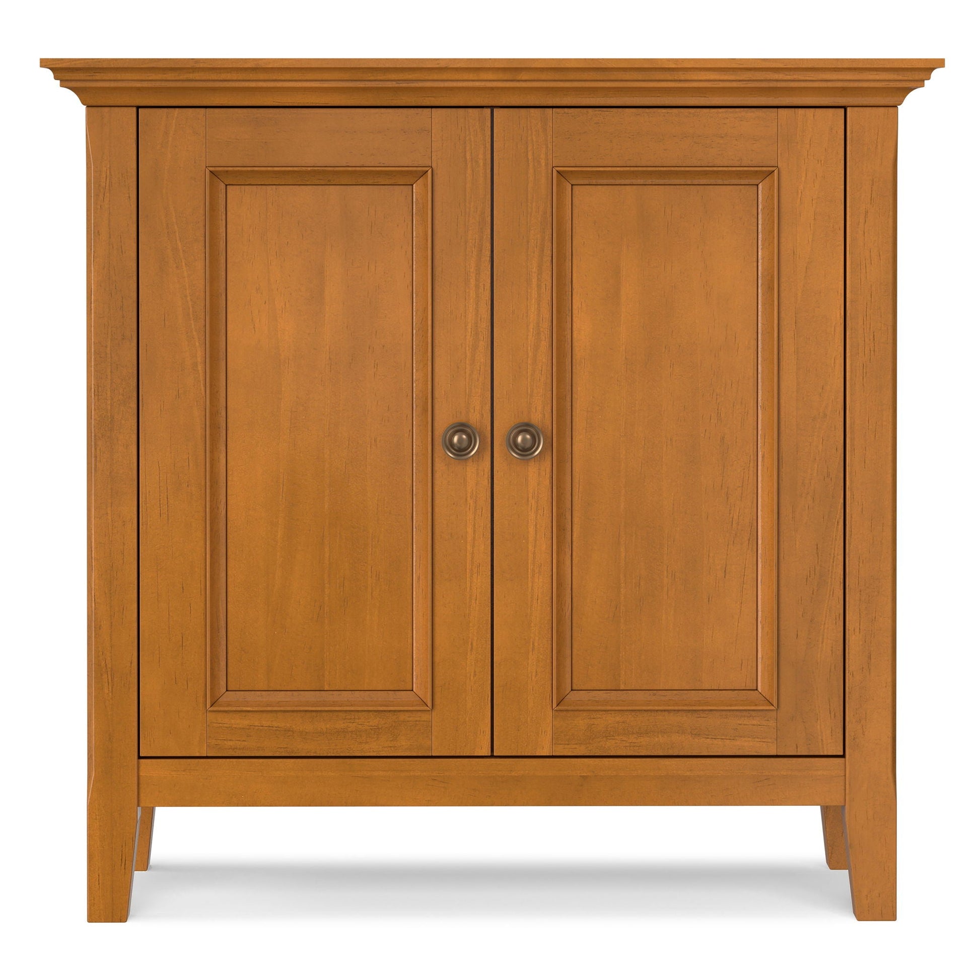 Amherst Handcrafted Low Storage Cabinet warm wood finish with panel doors by HouseOfZazla on Tampa Home & Garden Store
