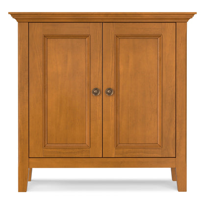 Amherst Handcrafted Low Storage Cabinet warm wood finish with panel doors by HouseOfZazla on Tampa Home & Garden Store