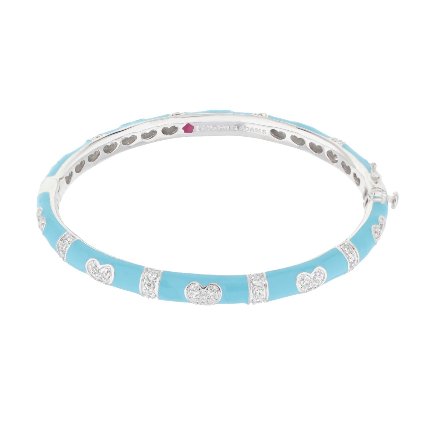 Pave Love Stackable Bangle blue enamel with pavé heart accents, Lauren G Adams bracelet on Tampa Home & Garden Store
