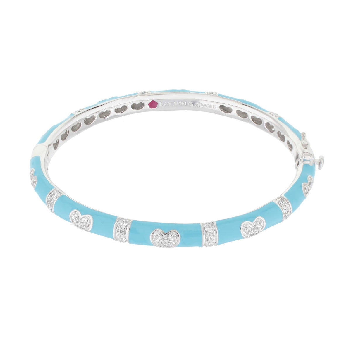 Pave Love Stackable Bangle blue enamel with pavé heart accents, Lauren G Adams bracelet on Tampa Home & Garden Store