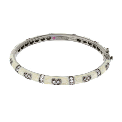 Pave Love Stackable Bangle Double Heart Station white marbled enamel pave crystals Lauren G Adams on Tampa Home & Garden Store