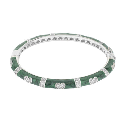 Pave Love Stackable Bangle Double Heart Station bracelet with green enamel links and pave hearts by Lauren G Adams on Tampa Home & Garden Store