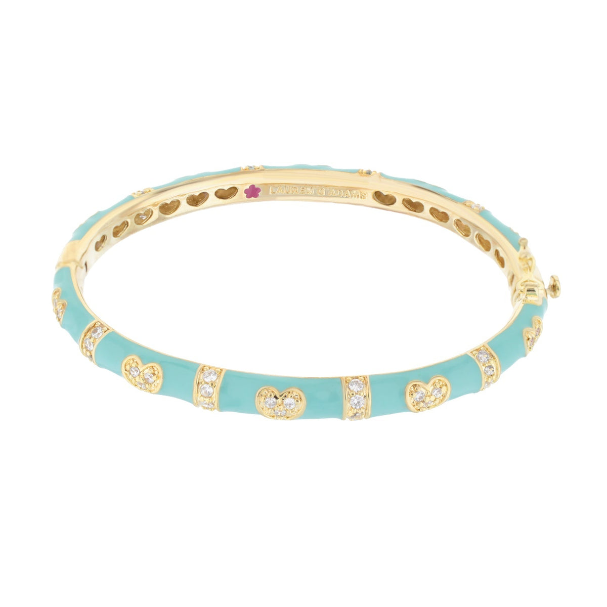 Lauren G Adams Pave Love Stackable Bangle - Double Heart Station turquoise enamel with crystals on Tampa Home & Garden Store