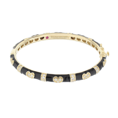 Pave Love Stackable Bangle — Double Heart, Lauren G Adams gold bracelet with black enamel on Tampa Home & Garden Store
