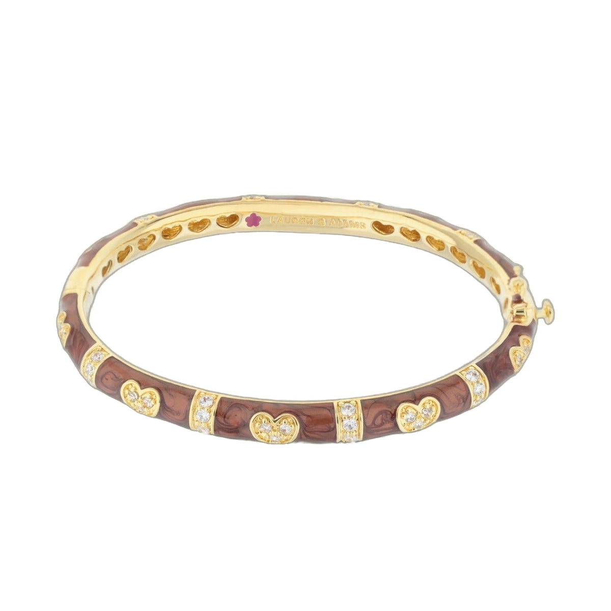 Pave Love Stackable Bangle Double Heart Station gold-tone bracelet with pavé crystals on Tampa Home & Garden Store