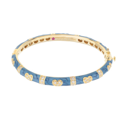 Pave Love Stackable Bangle Double Heart Station blue enamel goldtone bracelet Lauren G Adams on Tampa Home & Garden Store