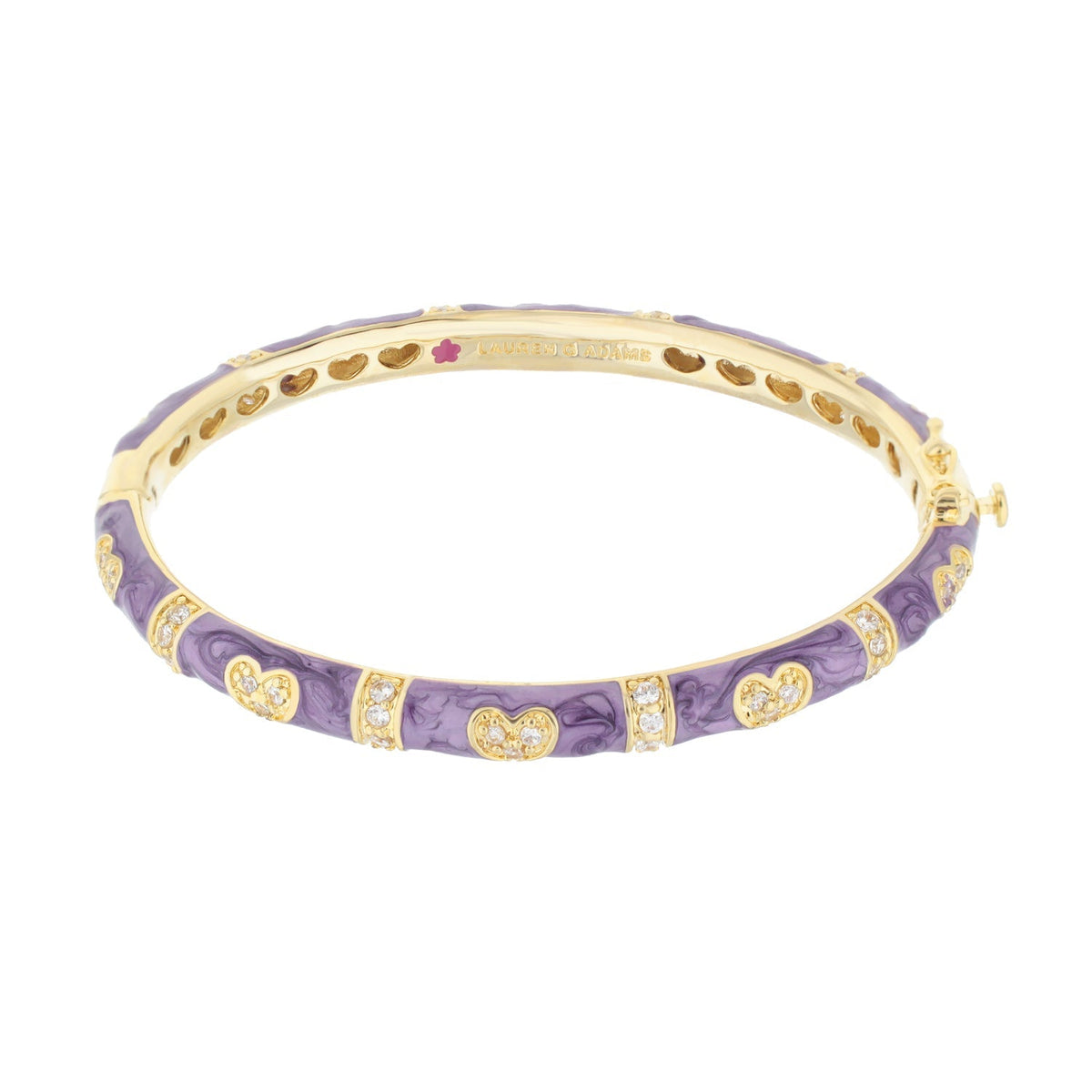 Pave Love Stackable Bangle purple enamel, gold-tone with crystal hearts Lauren G Adams on Tampa Home & Garden Store