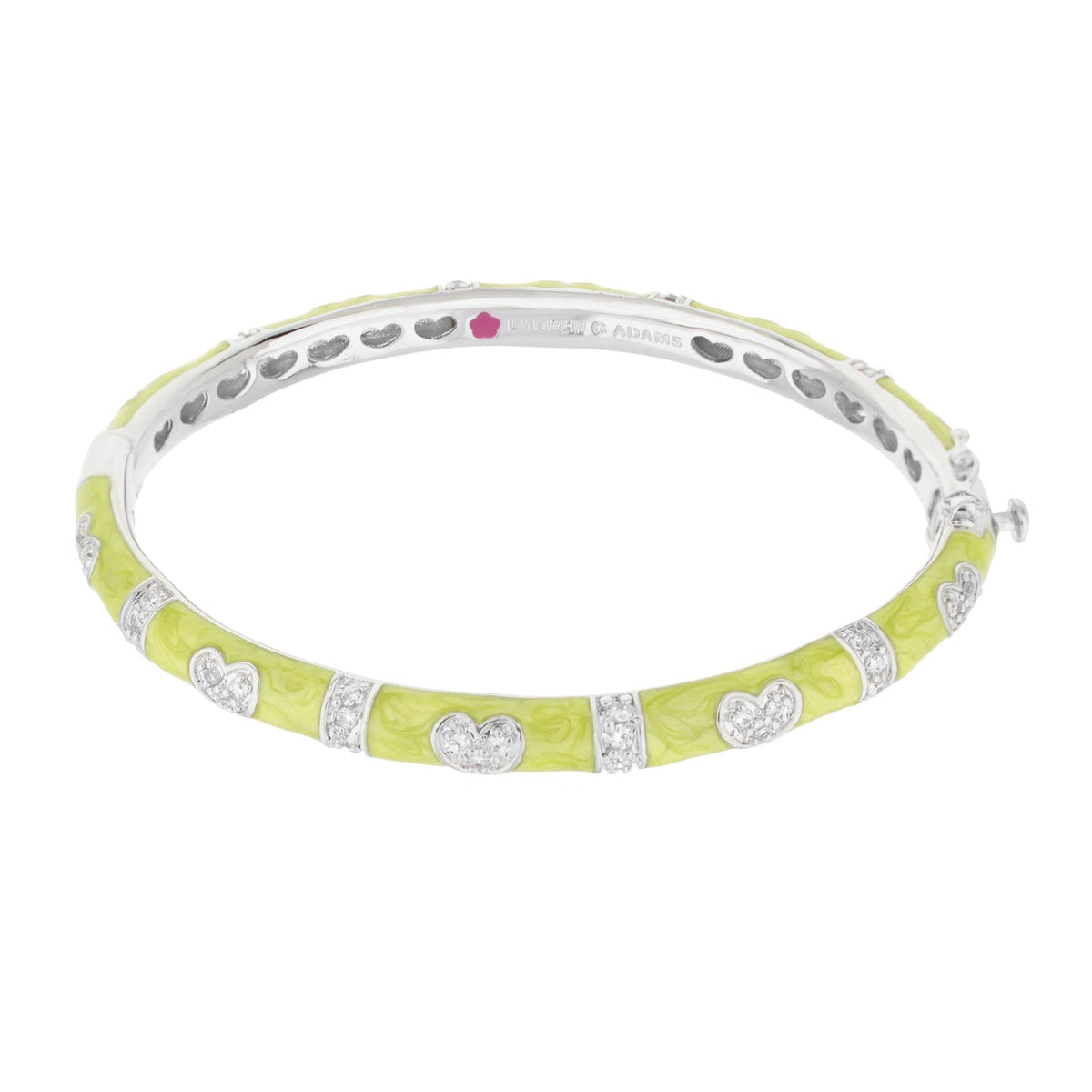 Pave Love Stackable Bangle lime enamel bracelet with pavé hearts by Lauren G Adams on Tampa Home & Garden Store
