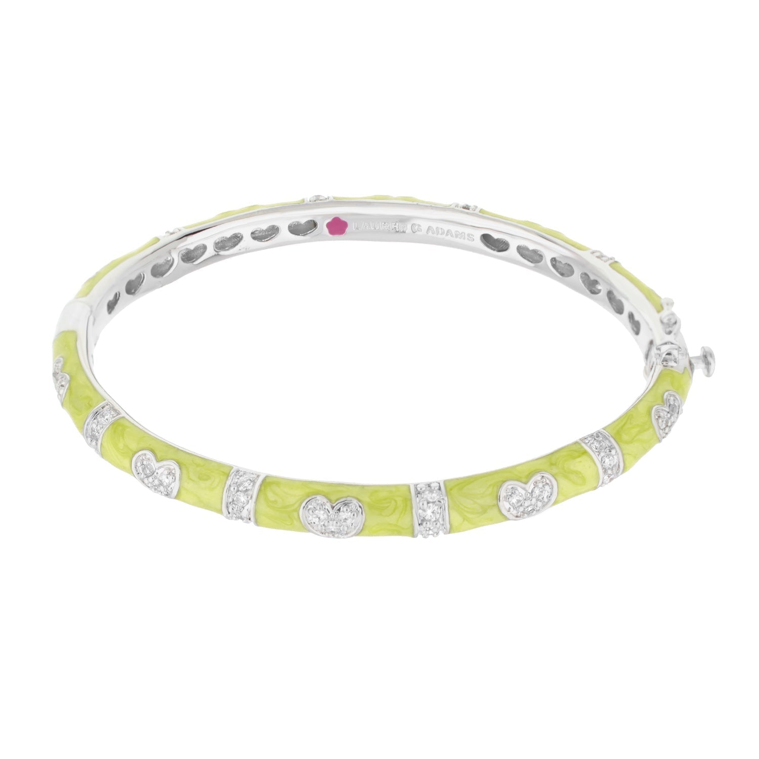 Pave Love Stackable Bangle lime enamel bracelet with pavé hearts by Lauren G Adams on Tampa Home & Garden Store