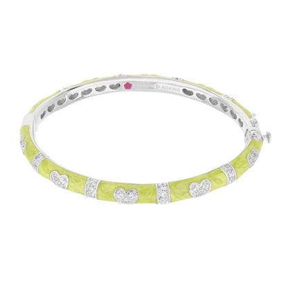 Pave Love Stackable Bangle lime enamel bracelet with pavé hearts by Lauren G Adams on Tampa Home & Garden Store