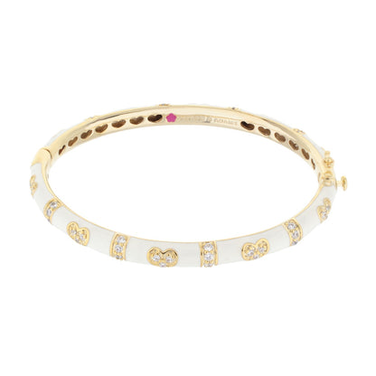 Pave Love Stackable Bangle Double Heart Station white enamel gold pavé crystals Lauren G Adams on Tampa Home & Garden Store