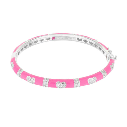 Pave Love Stackable Bangle pink enamel bracelet with heart stations by Lauren G Adams on Tampa Home & Garden Store