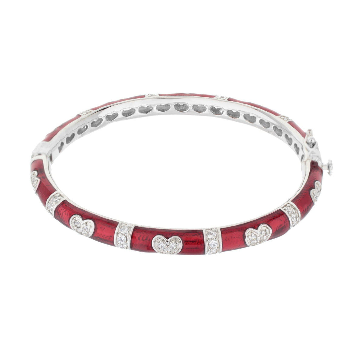 Pave Love Stackable Bangle red enamel links with pavé heart charms by Lauren G Adams on Tampa Home & Garden Store