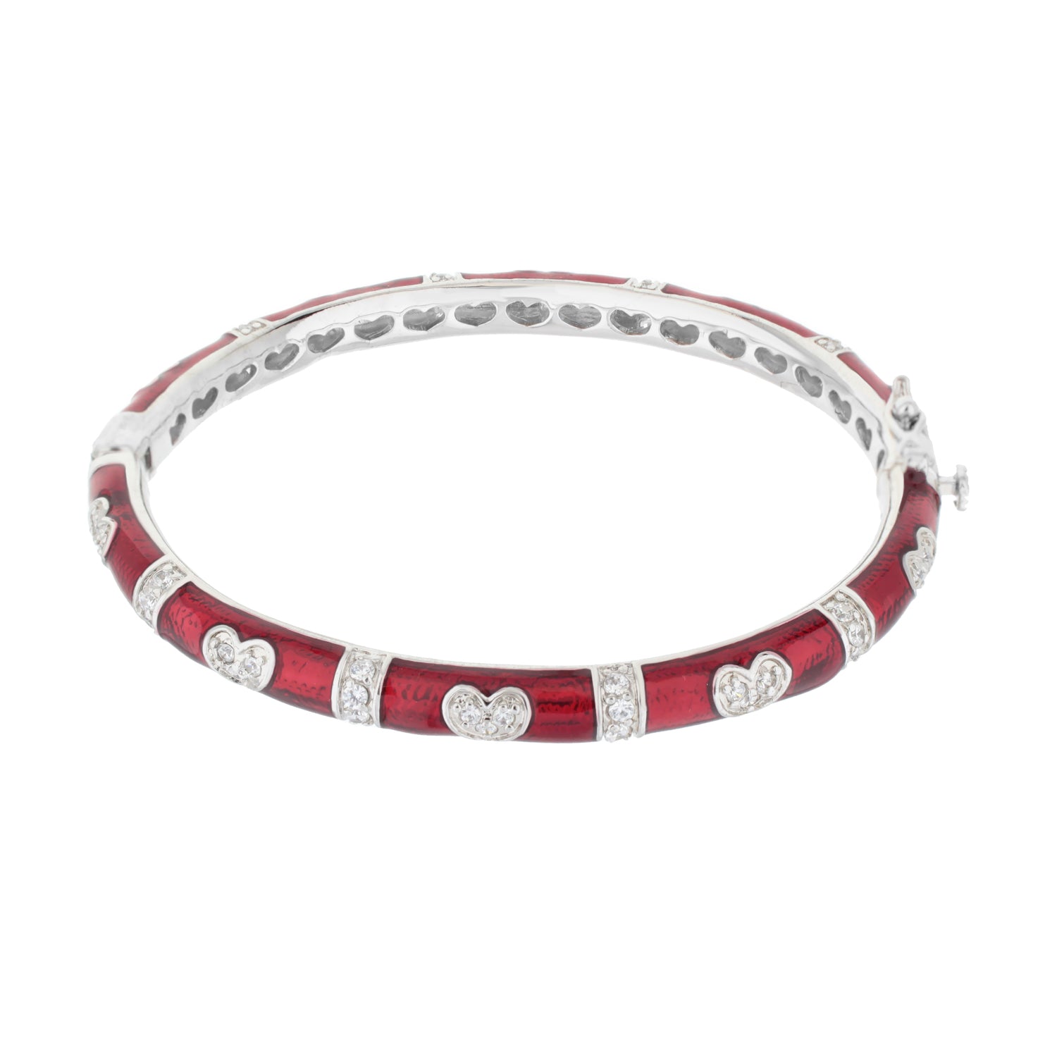Pave Love Stackable Bangle red enamel links with pavé heart charms by Lauren G Adams on Tampa Home & Garden Store