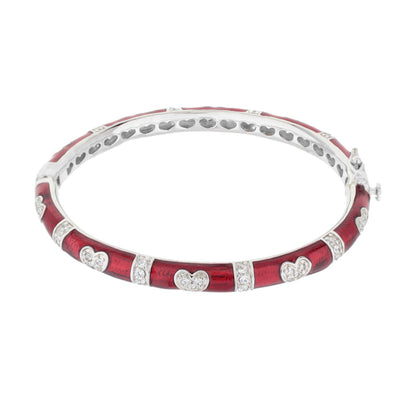 Pave Love Stackable Bangle red enamel links with pavé heart charms by Lauren G Adams on Tampa Home & Garden Store