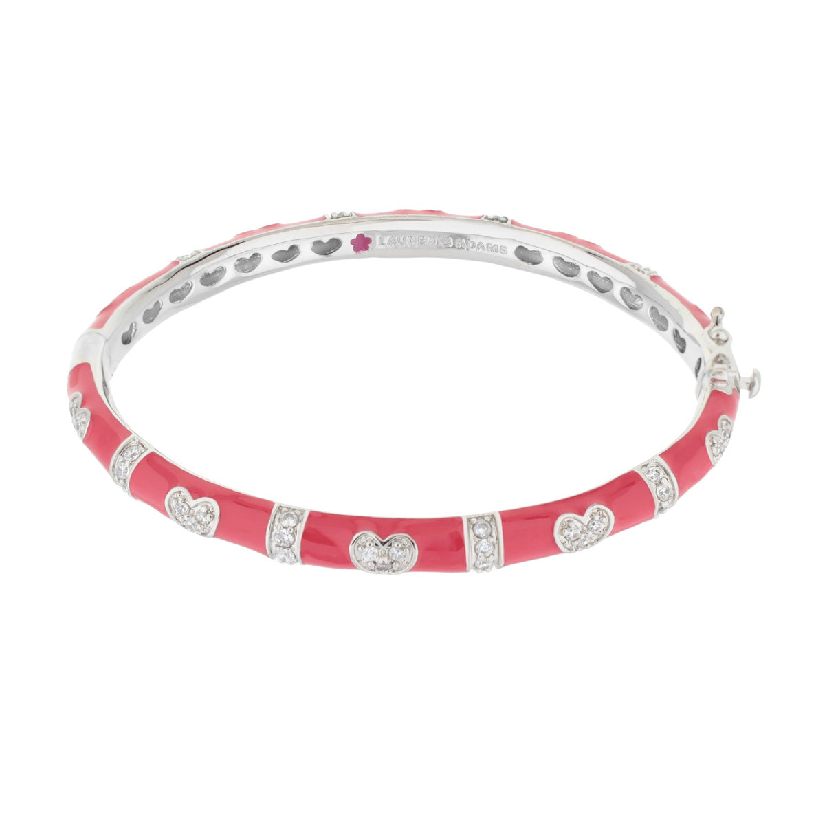 Pave Love Stackable Bangle - Double Heart Station pink enamel pavé bracelet by Lauren G Adams on Tampa Home & Garden Store