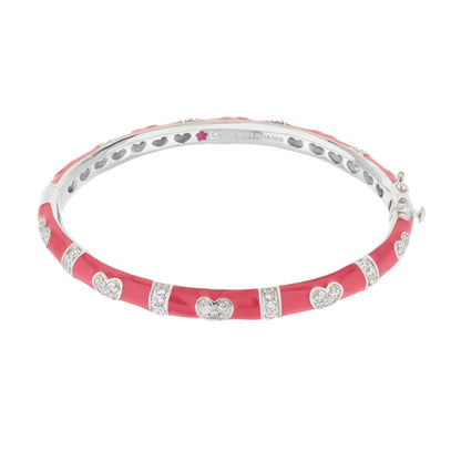 Pave Love Stackable Bangle - Double Heart Station pink enamel pavé bracelet by Lauren G Adams on Tampa Home & Garden Store