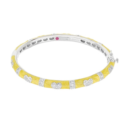 Pave Love Stackable Bangle - Yellow enamel bracelet with pavé hearts by Lauren G Adams on Tampa Home & Garden Store