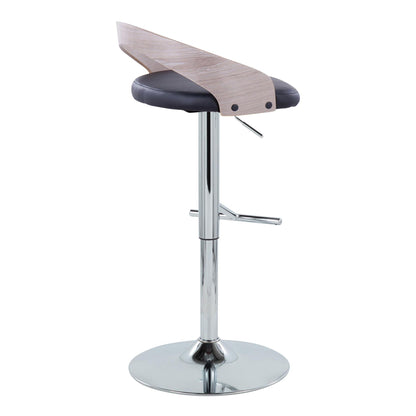 Adjustable-height barstool set with swivel, black cushioned seat and wood back on chrome base on Tampa Home & Garden Store