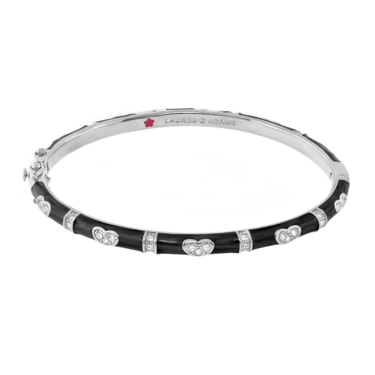 Pave Love Stackable Bangle Single Heart Station bracelet by Lauren G Adams, black enamel on Tampa Home & Garden Store