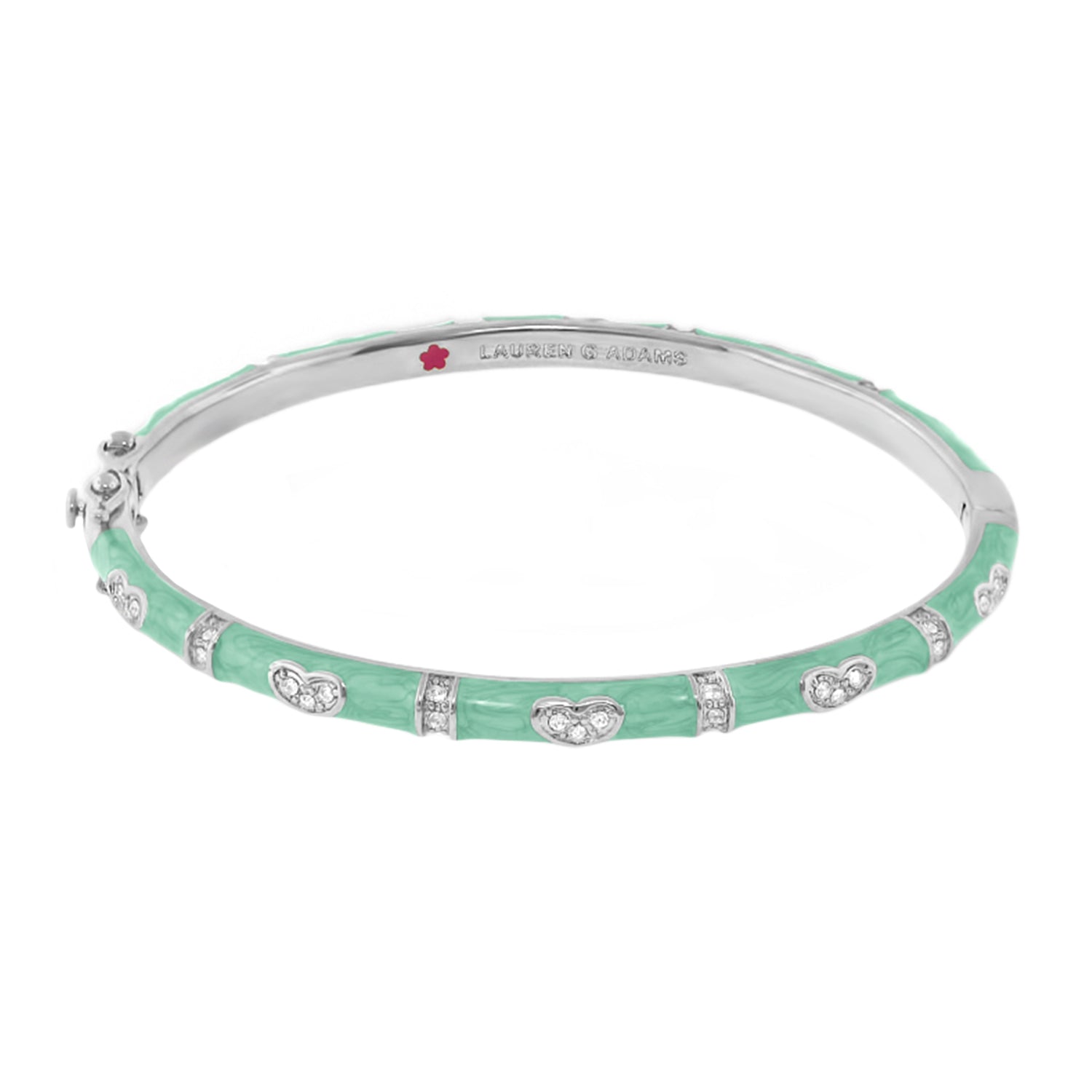Pave Love Stackable Bangle Single Heart Station mint enamel with pavé accents Lauren G Adams on Tampa Home & Garden Store