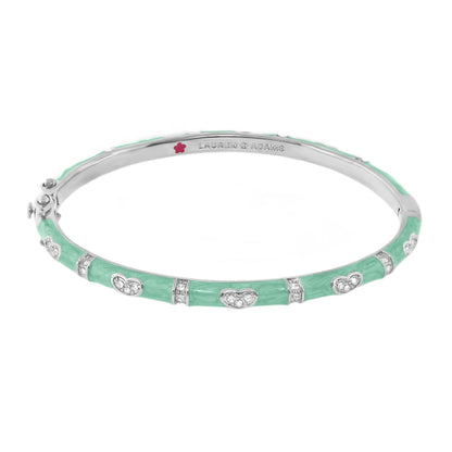 Pave Love Stackable Bangle Single Heart Station mint enamel with pavé accents Lauren G Adams on Tampa Home & Garden Store