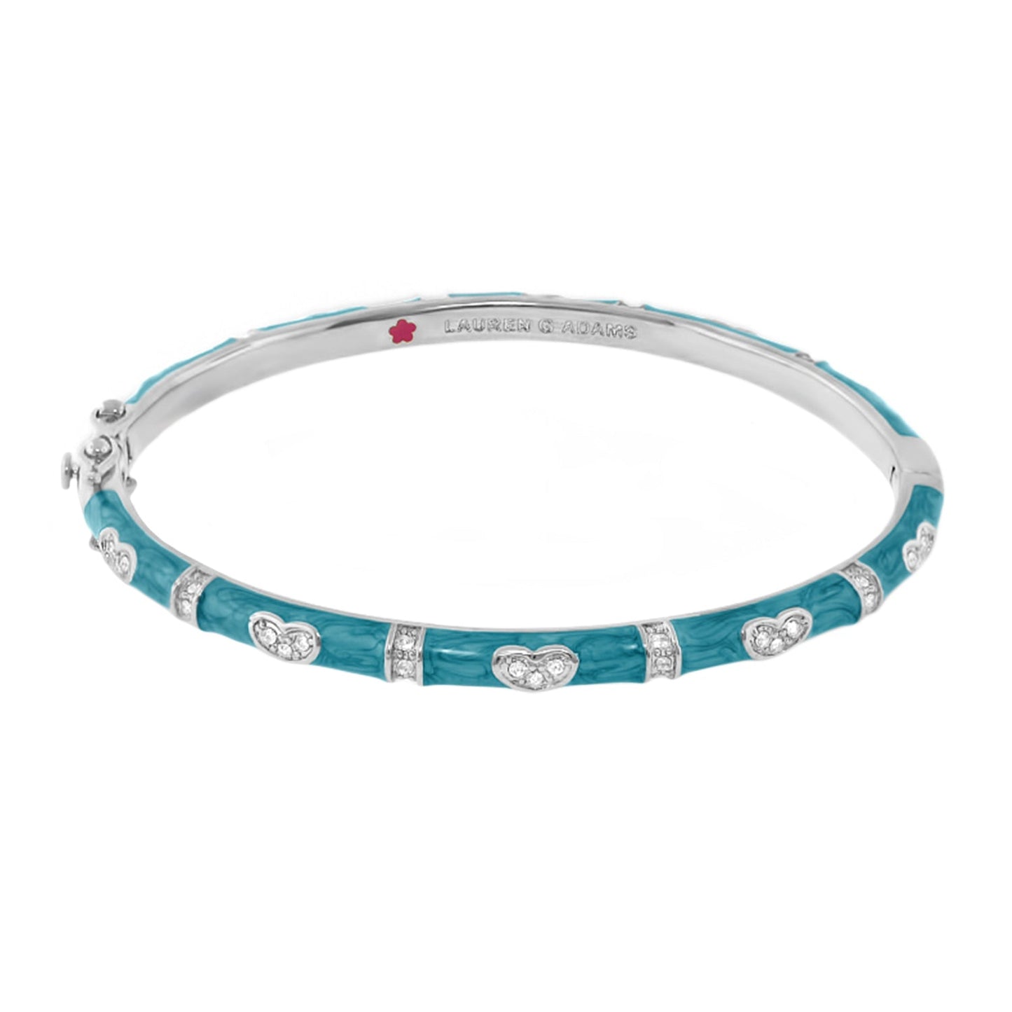 Pave Love Stackable Bangle Single Heart Station turquoise enamel bracelet by Lauren G Adams on Tampa Home & Garden Store