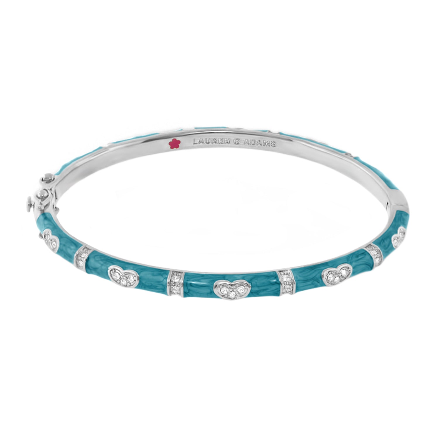 Pave Love Stackable Bangle Single Heart Station turquoise enamel bracelet by Lauren G Adams on Tampa Home & Garden Store