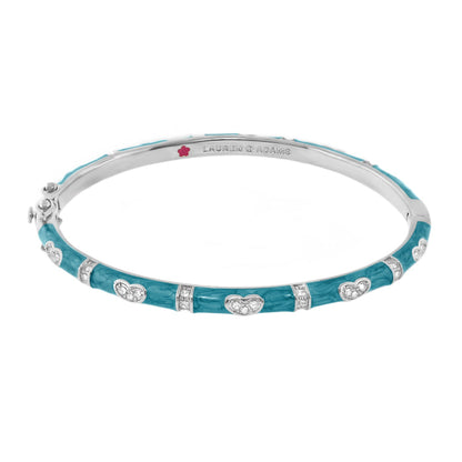 Pave Love Stackable Bangle Single Heart Station turquoise enamel bracelet by Lauren G Adams on Tampa Home & Garden Store