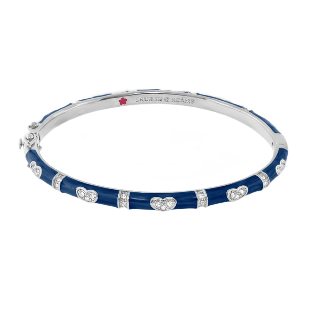 Pave Love Stackable Bangle with blue enamel heart stations, Lauren G Adams bracelet on Tampa Home & Garden Store