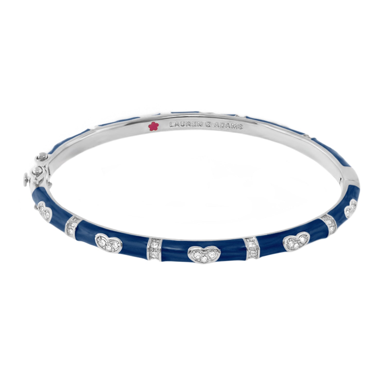 Pave Love Stackable Bangle with blue enamel heart stations, Lauren G Adams bracelet on Tampa Home & Garden Store