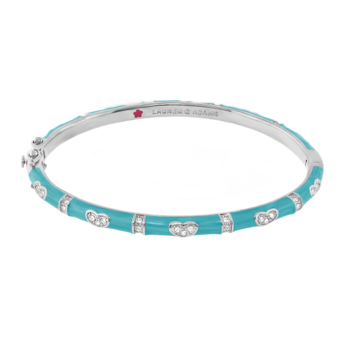 Pave Love Stackable Bangle with single heart station in turquoise enamel by Lauren G Adams on Tampa Home & Garden Store