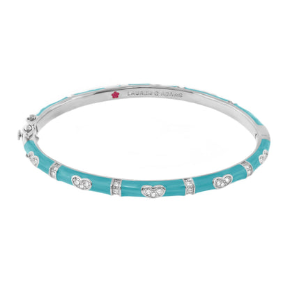Pave Love Stackable Bangle with single heart station in turquoise enamel by Lauren G Adams on Tampa Home & Garden Store
