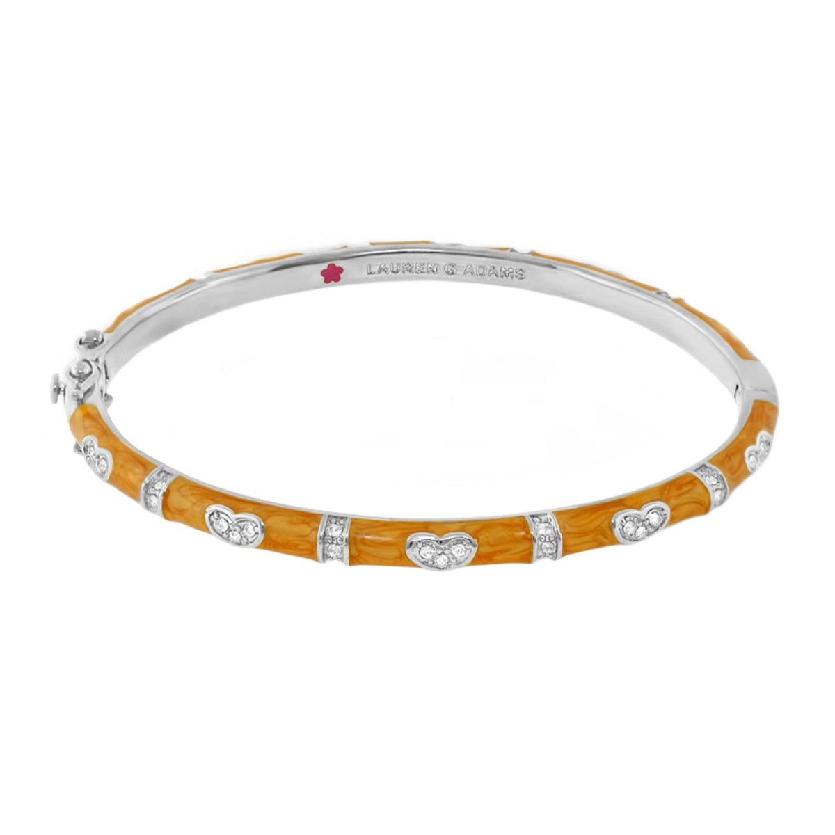 Pave Love Stackable Bangle - Single Heart Station bracelet, orange enamel, Lauren G Adams on Tampa Home & Garden Store