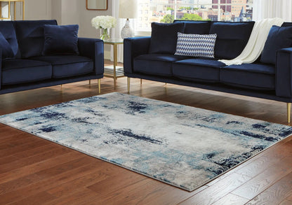 Leonelle Rug Abstract 8x10 White Blue Gray