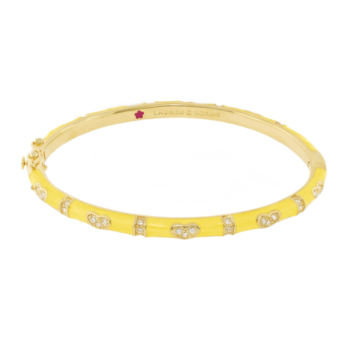 Pave Love Stackable Bangle Single Heart Station bracelet by Lauren G Adams, yellow gold on Tampa Home & Garden Store