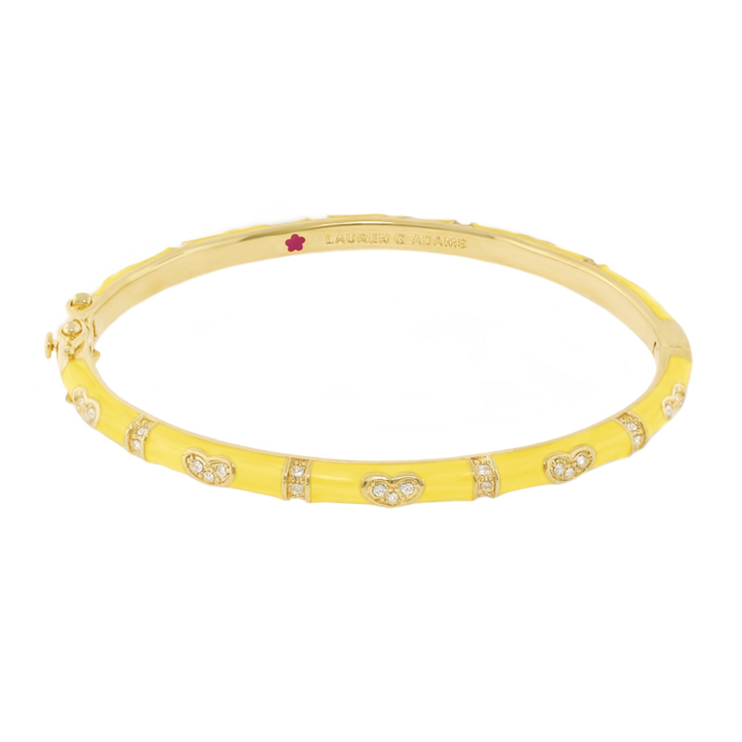 Pave Love Stackable Bangle Single Heart Station bracelet by Lauren G Adams, yellow gold on Tampa Home & Garden Store